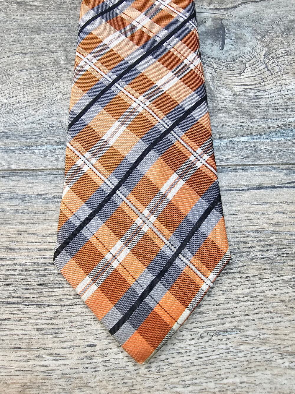 Johnson Brothers Men's Orange Striped Neck Tie